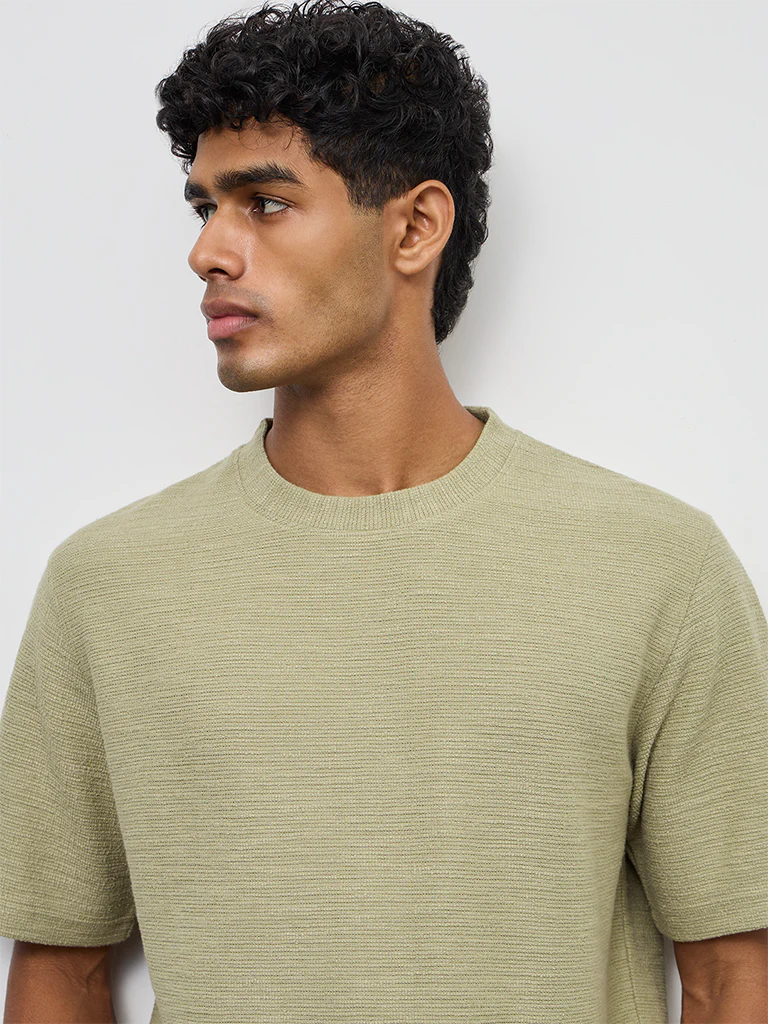 ETA Sage Textured Relaxed-Fit Cotton-Blend T-Shirt - Image 3