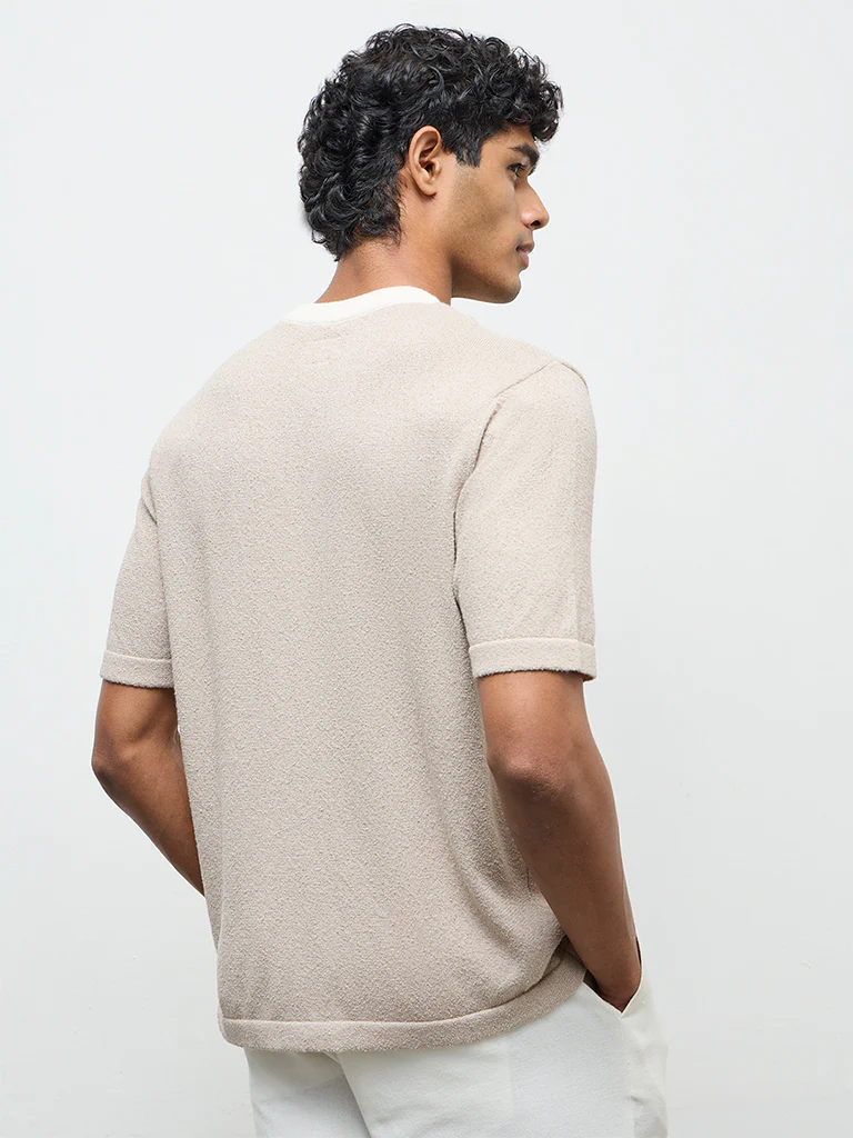 ETA Taupe Textured Relaxed-Fit T-Shirt - Image 5