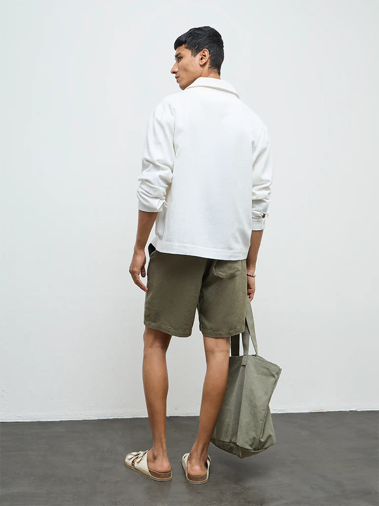 ETA White Botanical Embroidered Relaxed-Fit Cotton Shirt - Image 4
