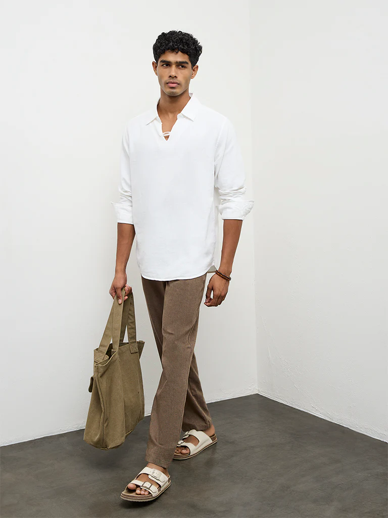 ETA White Relaxed-Fit Cotton-Blend Shirt - Image 2
