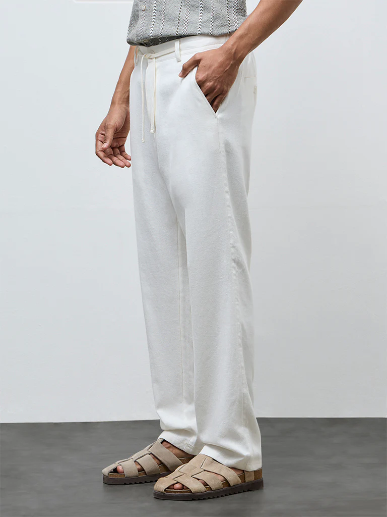 ETA White Relaxed-Fit Mid-Rise Cotton-Blend Chinos