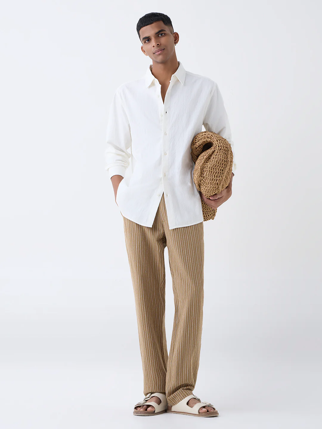 ETA White Solid Relaxed-Fit Cotton Shirt - Image 3