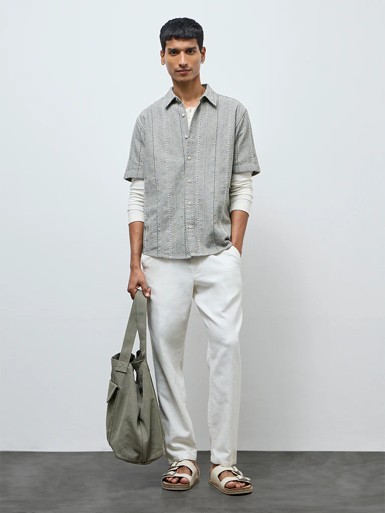 ETA White Solid Relaxed-Fit Mid-Rise Cotton Chinos