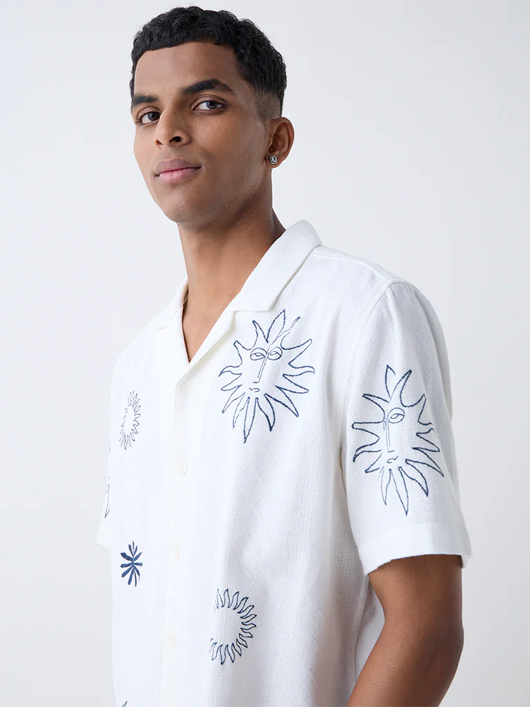 ETA White Sun Detailed Relaxed-Fit Cotton Shirt - Image 4