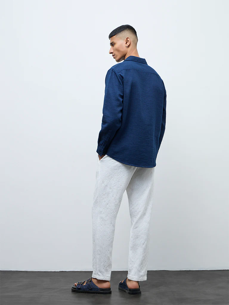 ETA White Textured Relaxed-Fit Mid-Rise Cotton Chinos - Image 5