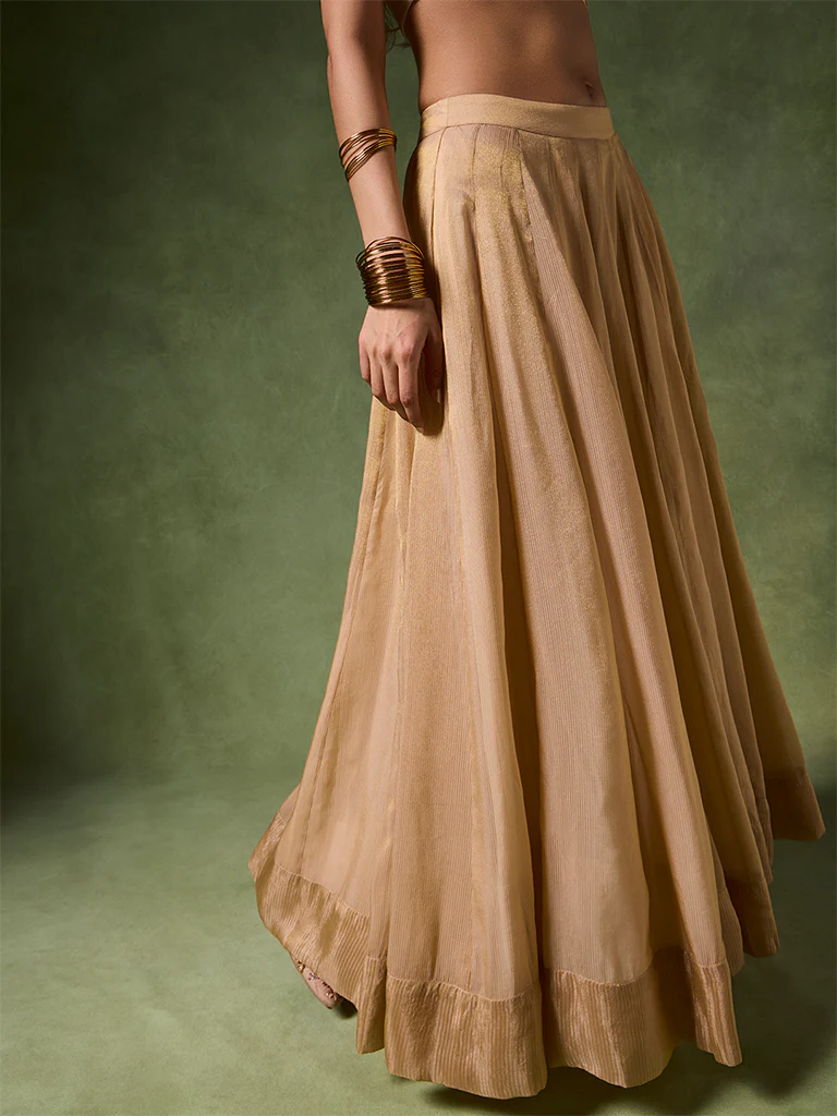 Flared Maxi Skirt – Beige