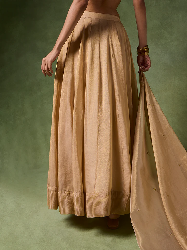 Flared Maxi Skirt – Beige - Image 4