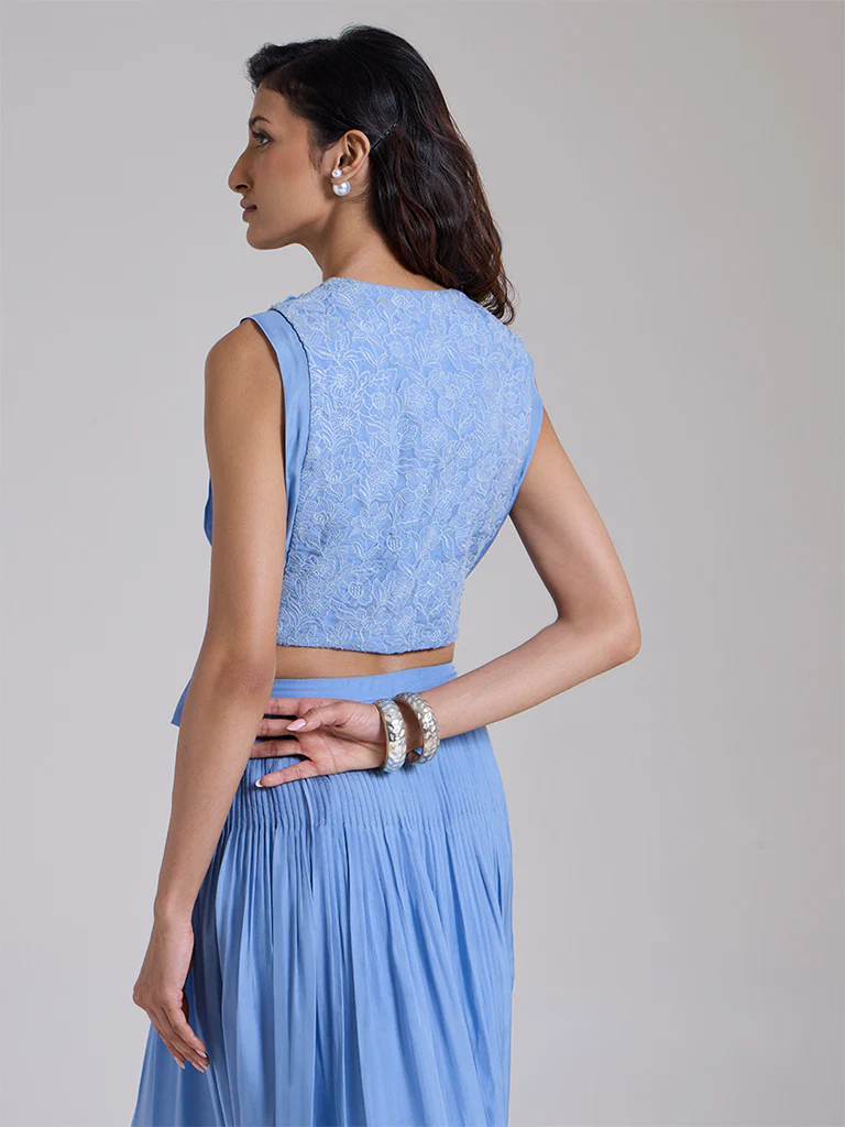 Floral Applique Top - Blue - Image 4