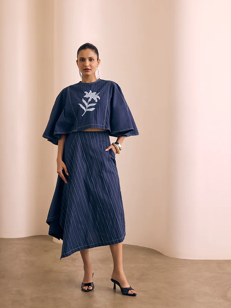 Floral Embroidered Top - Navy - Image 4