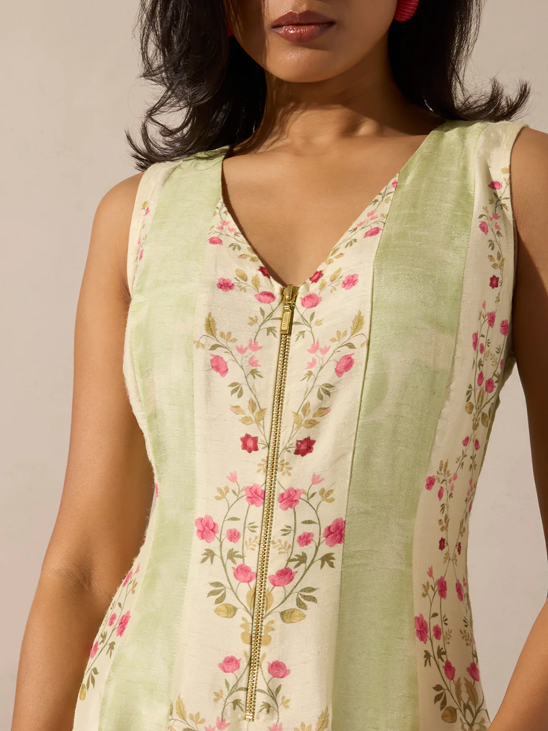 Floral Midi Dress - Green - Image 3