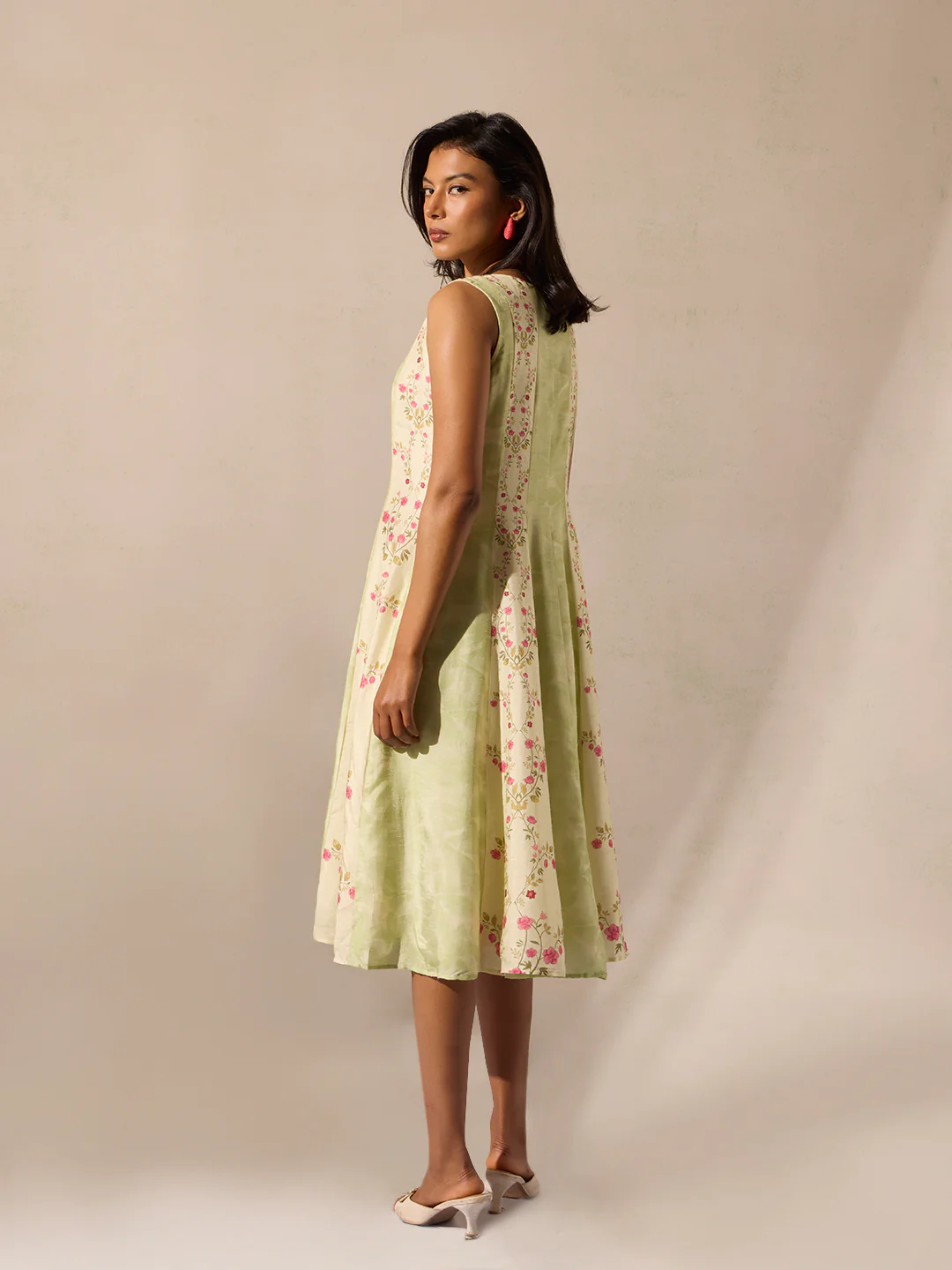 Floral Midi Dress - Green - Image 4