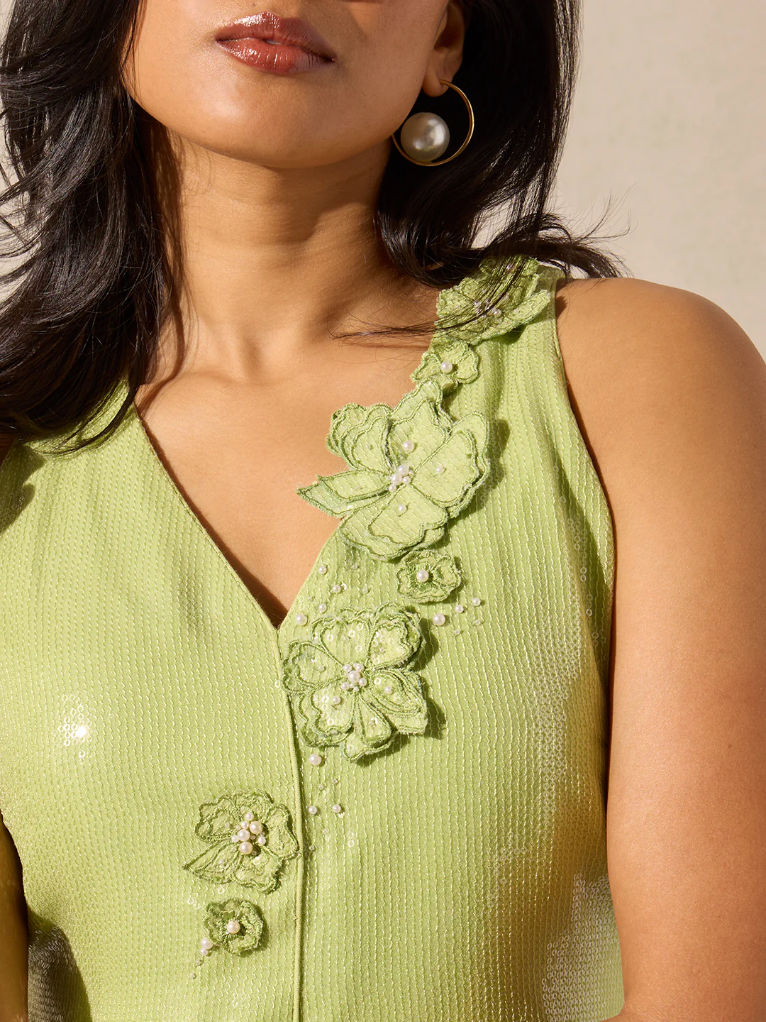 Floral Waistcoat Top - Green - Image 4
