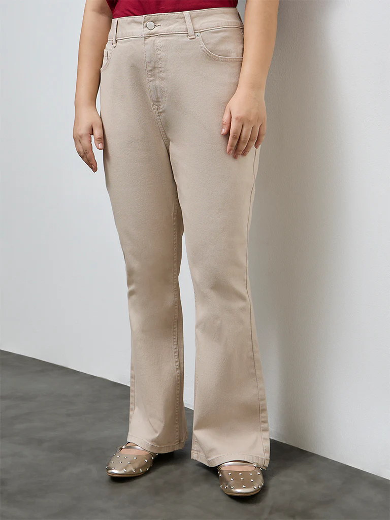Gia Beige Bootcut High-Rise Jeans - Image 2