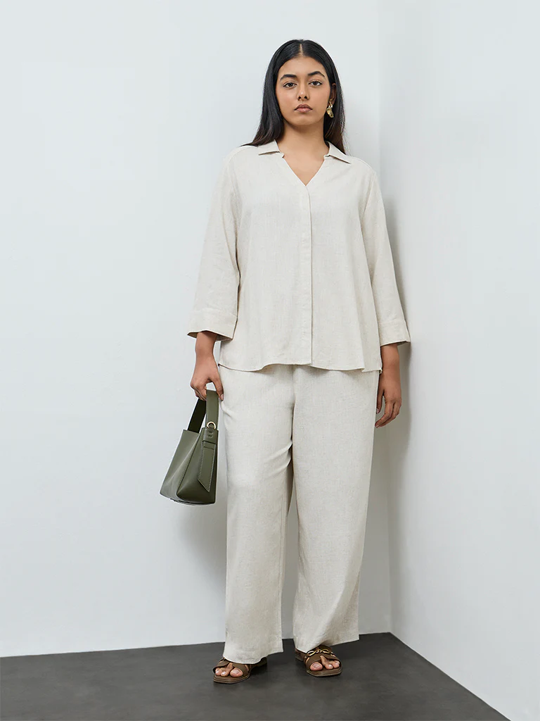 Gia Beige Solid Shirt - Image 2