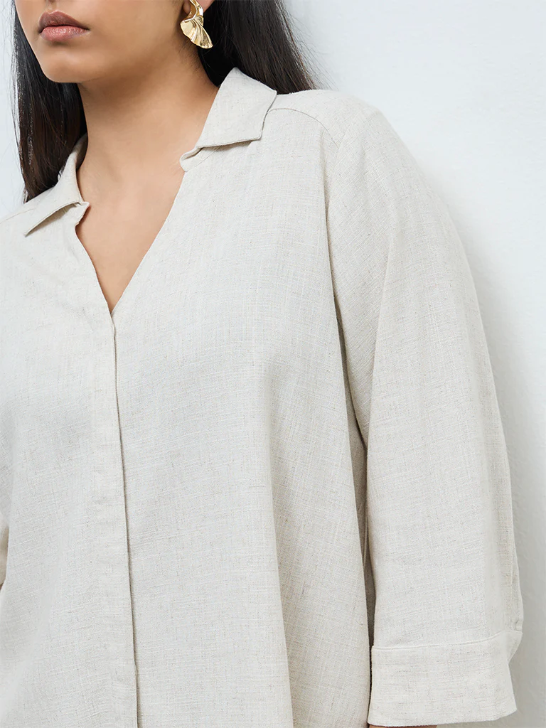 Gia Beige Solid Shirt - Image 3