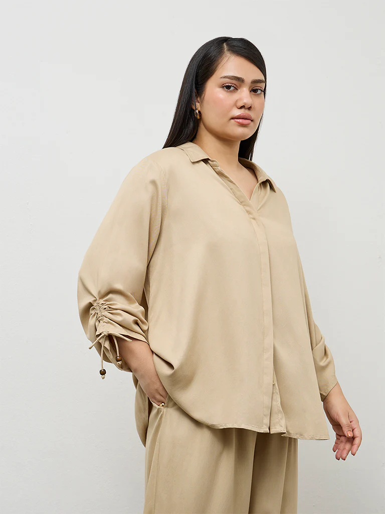 Gia Beige Solid Shirt