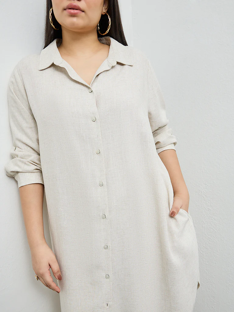 Gia Beige Solid Tunic - Image 3