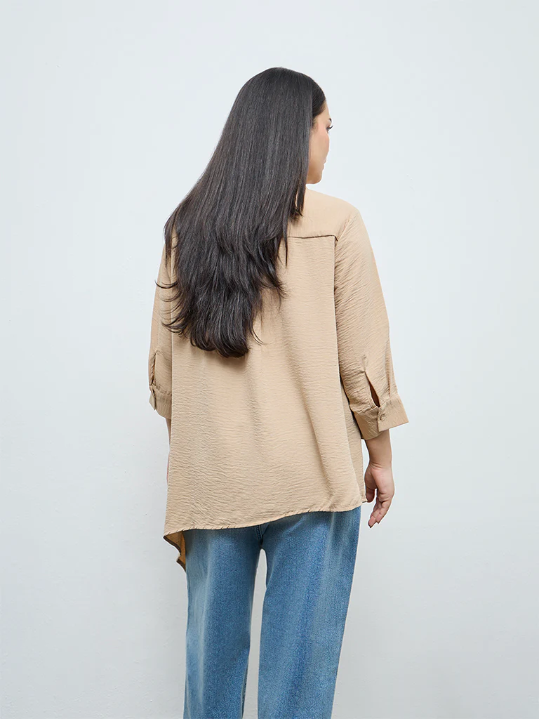 Gia Beige Textured Shirt - Image 4