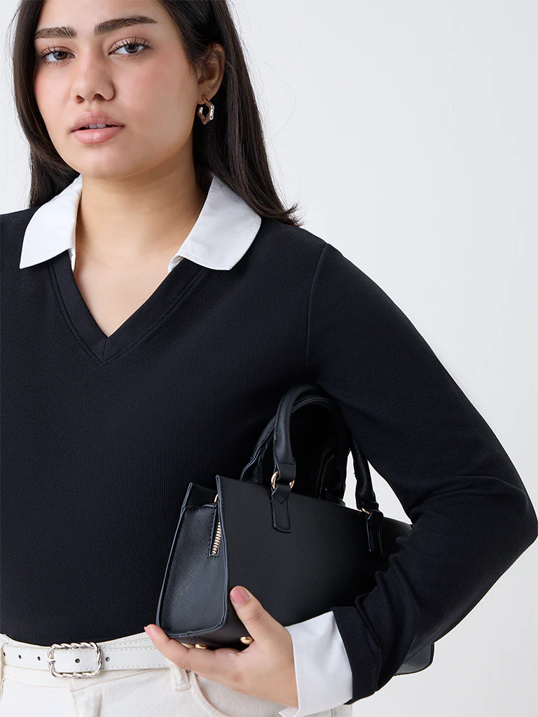 Gia Black Collared T-Shirt - Image 3