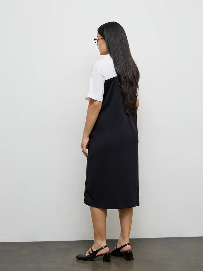Gia Black Color-Block A-Line Dress - Image 4
