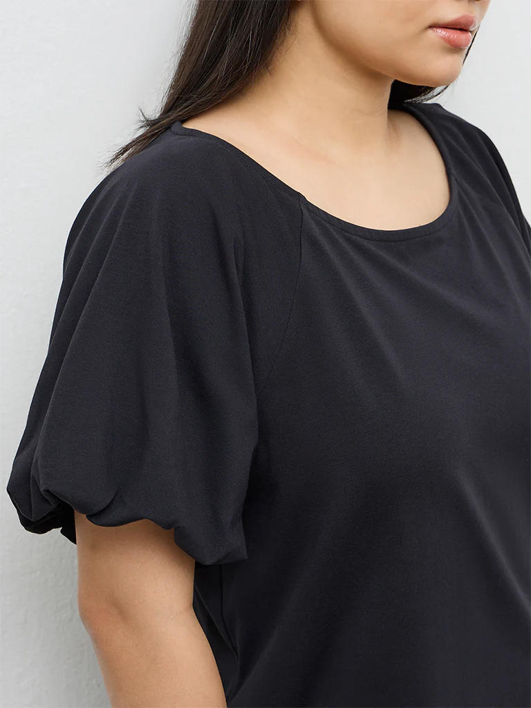 Gia Black Cotton Straight Dress - Image 3