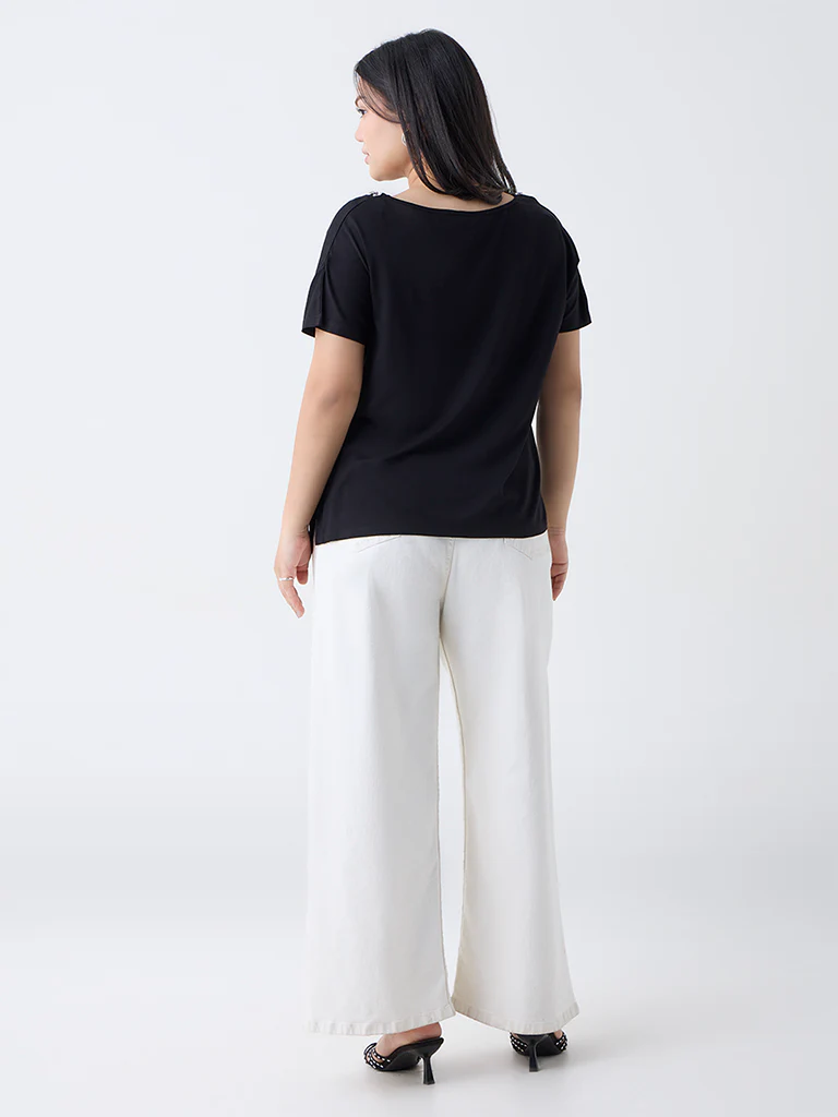 Gia Black Diamante Embellished Top - Image 4