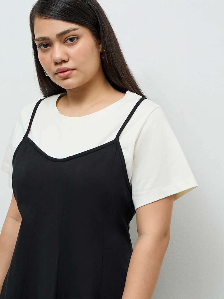 Gia Black Double-Layered Cotton T-Shirt - Image 3