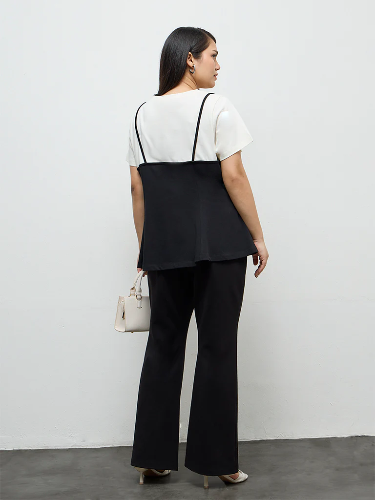Gia Black Double-Layered Cotton T-Shirt - Image 4