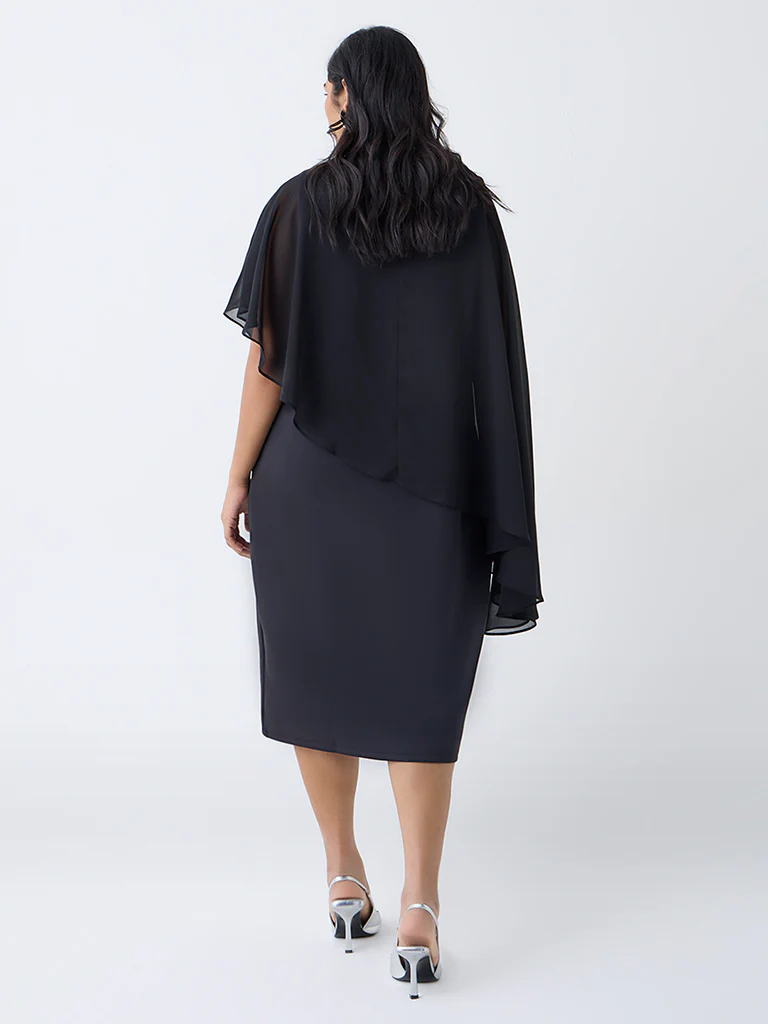 Gia Black Mesh Overlay A-Line Dress - Image 4