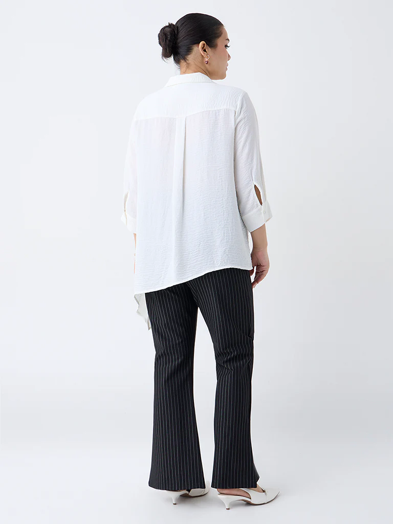 Gia Black Pinstriped High-Rise Bootcut Trousers - Image 4
