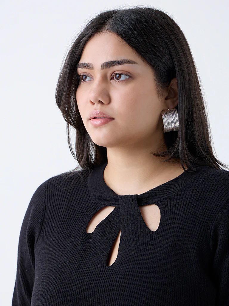 Gia Black Ribbed-Textured Sweater - Image 3