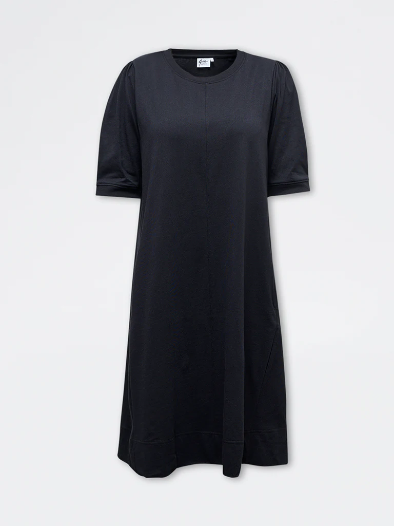Gia Black Solid A-Line Cotton Dress - Image 5