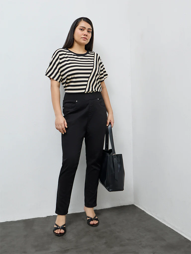 Gia Black Solid High-Rise Cotton-Blend Jeggings