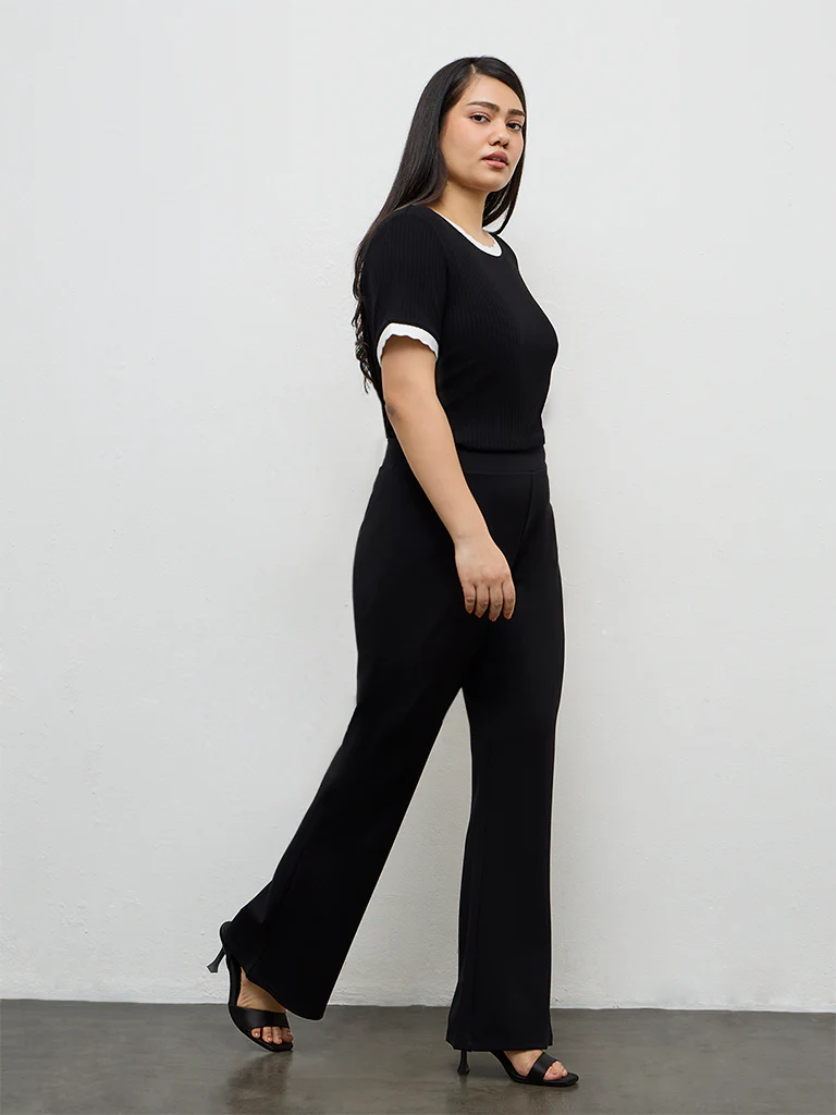 Gia Black Solid High-Rise Trousers