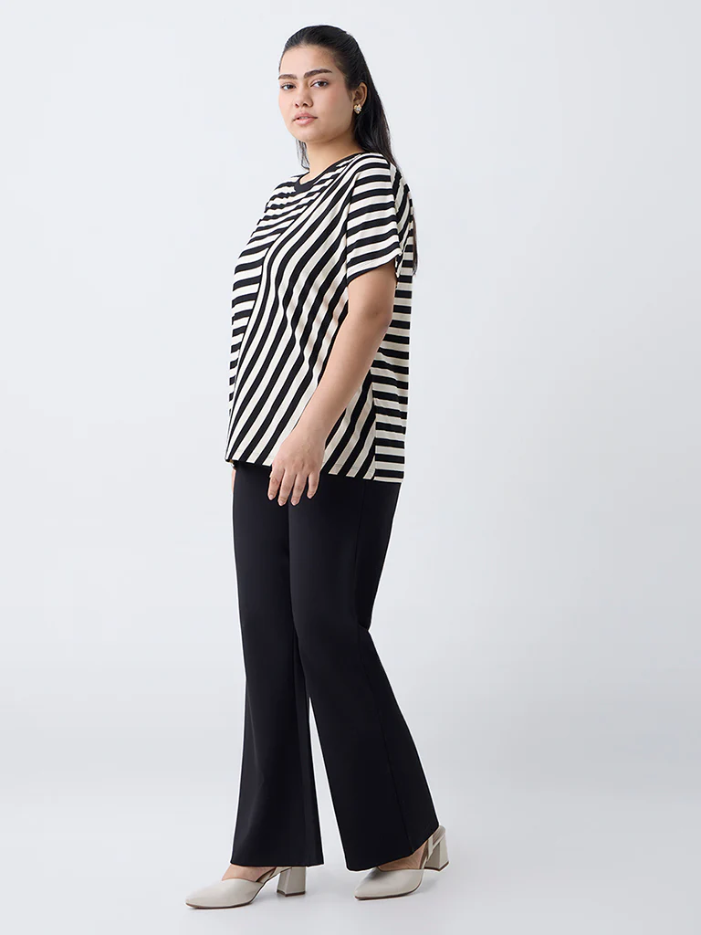 Gia Black Striped T-Shirt - Image 2