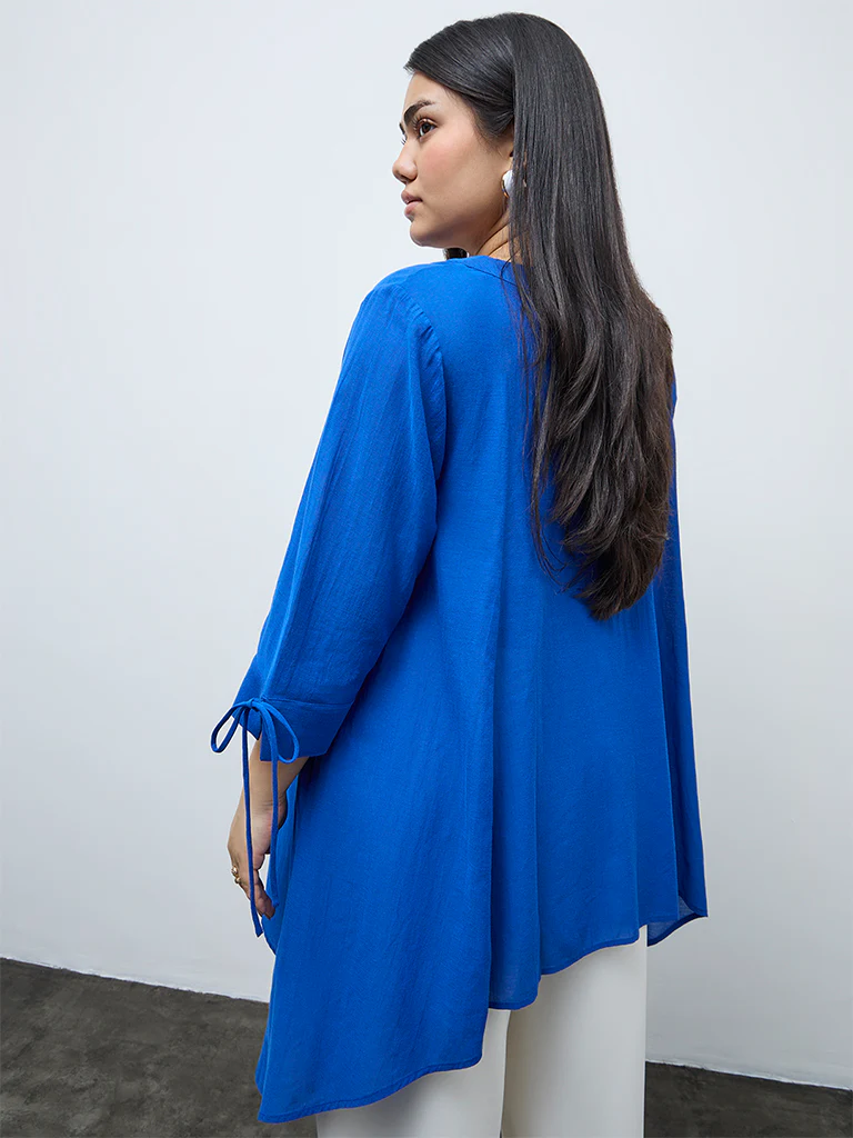 Gia Blue Asymmetrical Blouse - Image 4