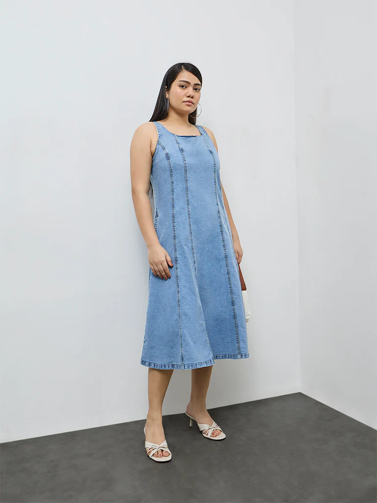 Gia Blue Denim A-Line Dress