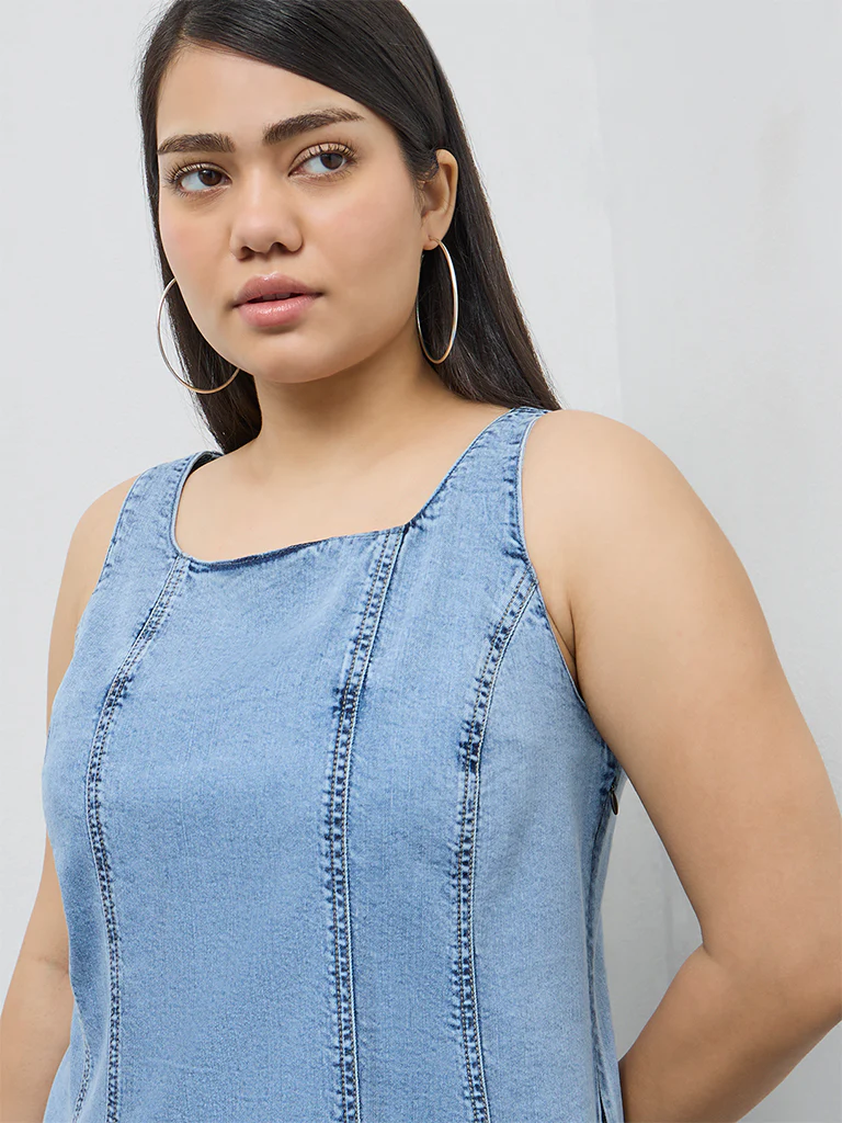 Gia Blue Denim A-Line Dress - Image 3