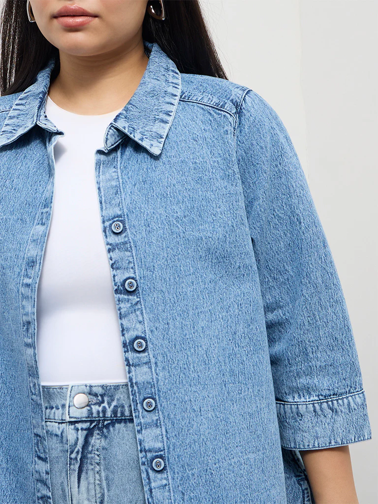 Gia Blue Denim Acid Wash Shirt - Image 3