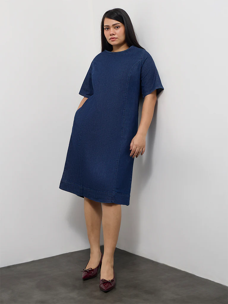 Gia Blue Denim Dark Wash Straight Dress