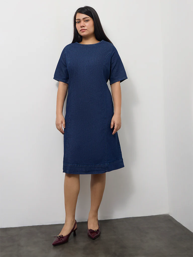 Gia Blue Denim Dark Wash Straight Dress - Image 2