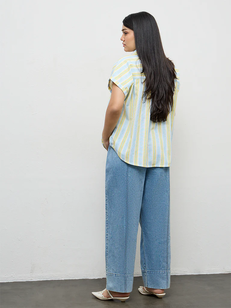 Gia Blue Faded High-Rise Relaxed Fit Jeans - Image 4