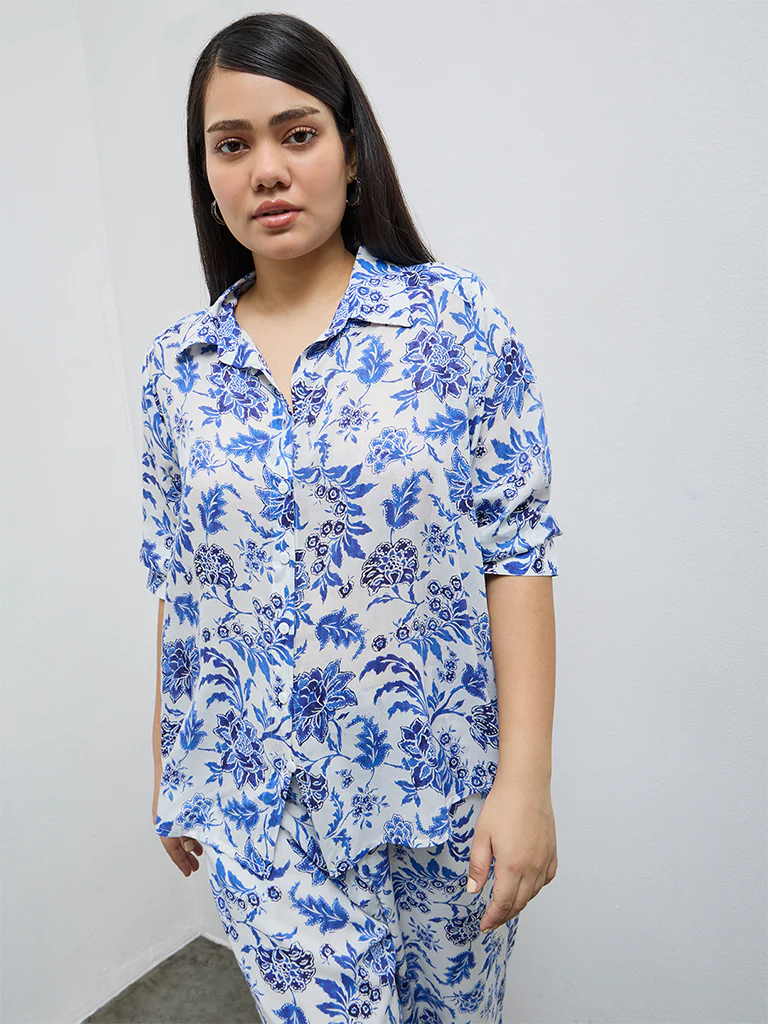 Gia Blue Floral Design Shirt