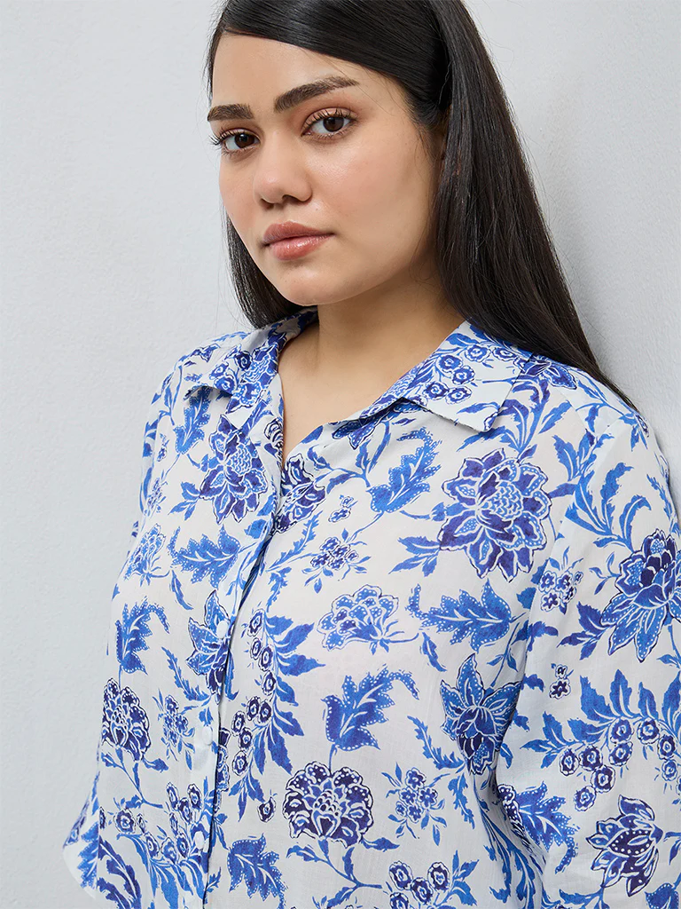 Gia Blue Floral Design Shirt - Image 3
