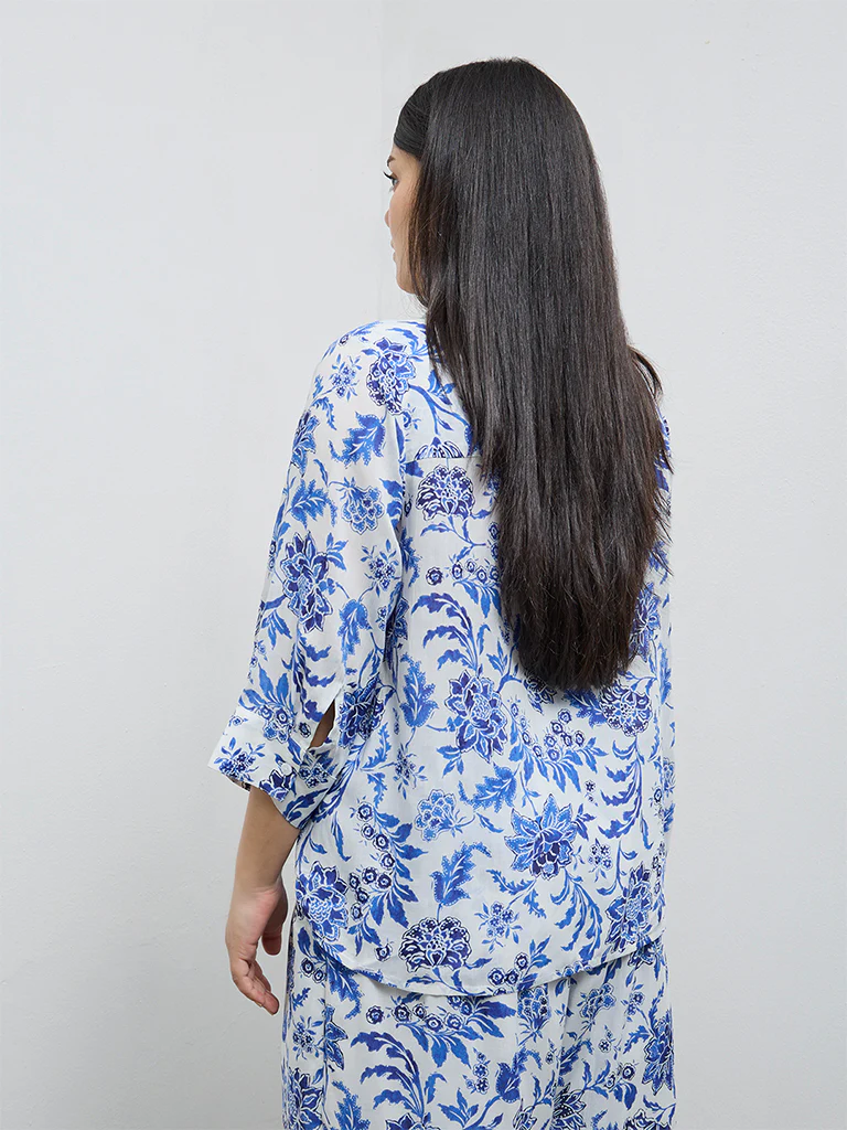 Gia Blue Floral Design Shirt - Image 4