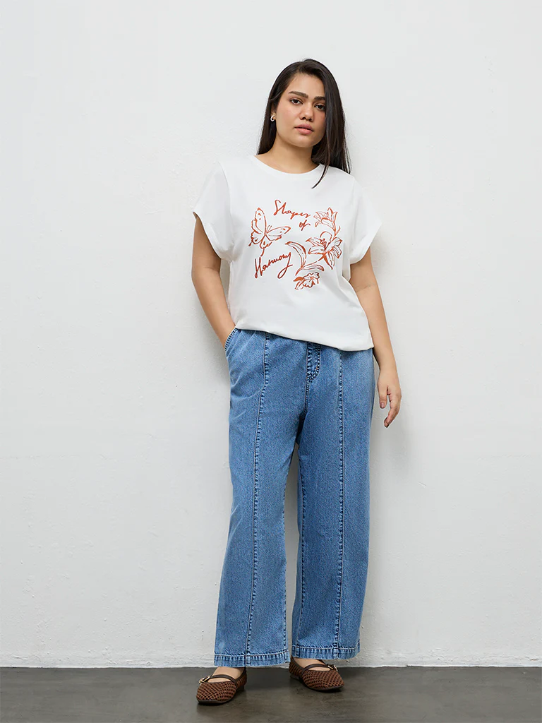 Gia Blue Mid-Rise Denim Trousers