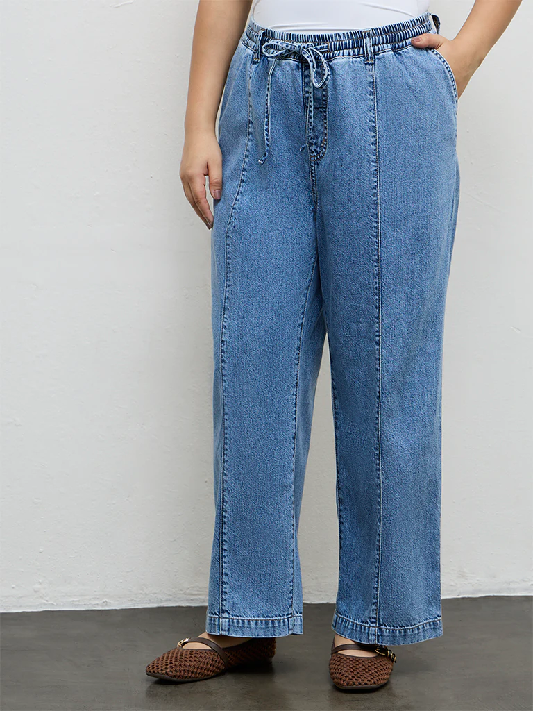Gia Blue Mid-Rise Denim Trousers - Image 2