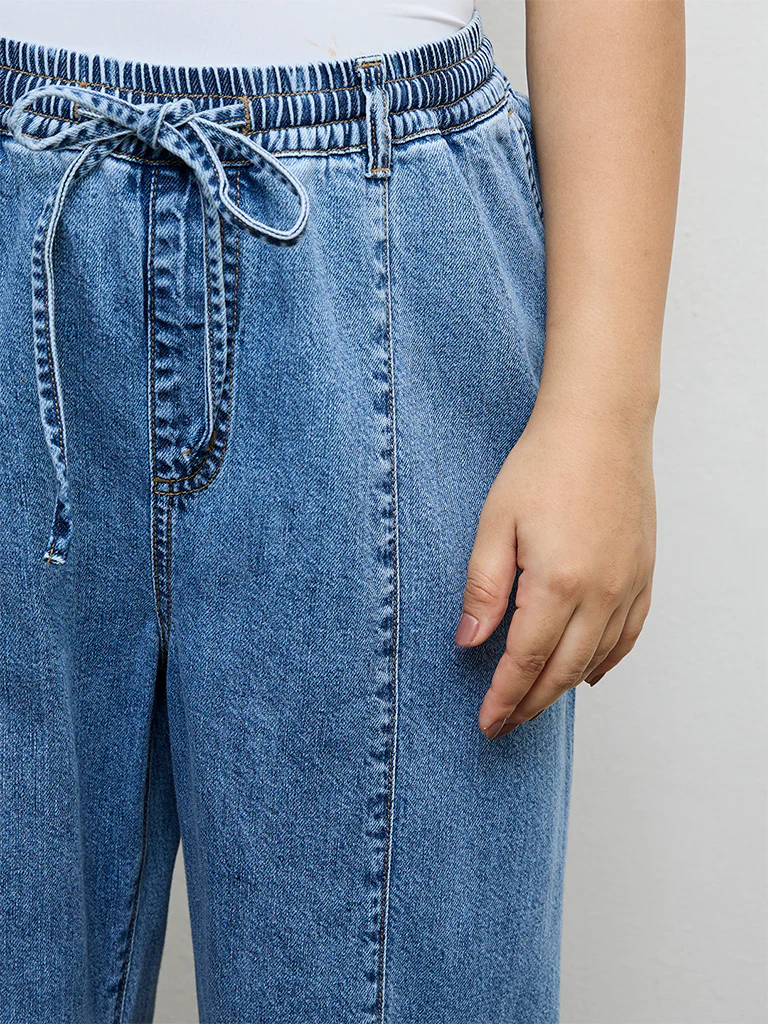 Gia Blue Mid-Rise Denim Trousers - Image 3