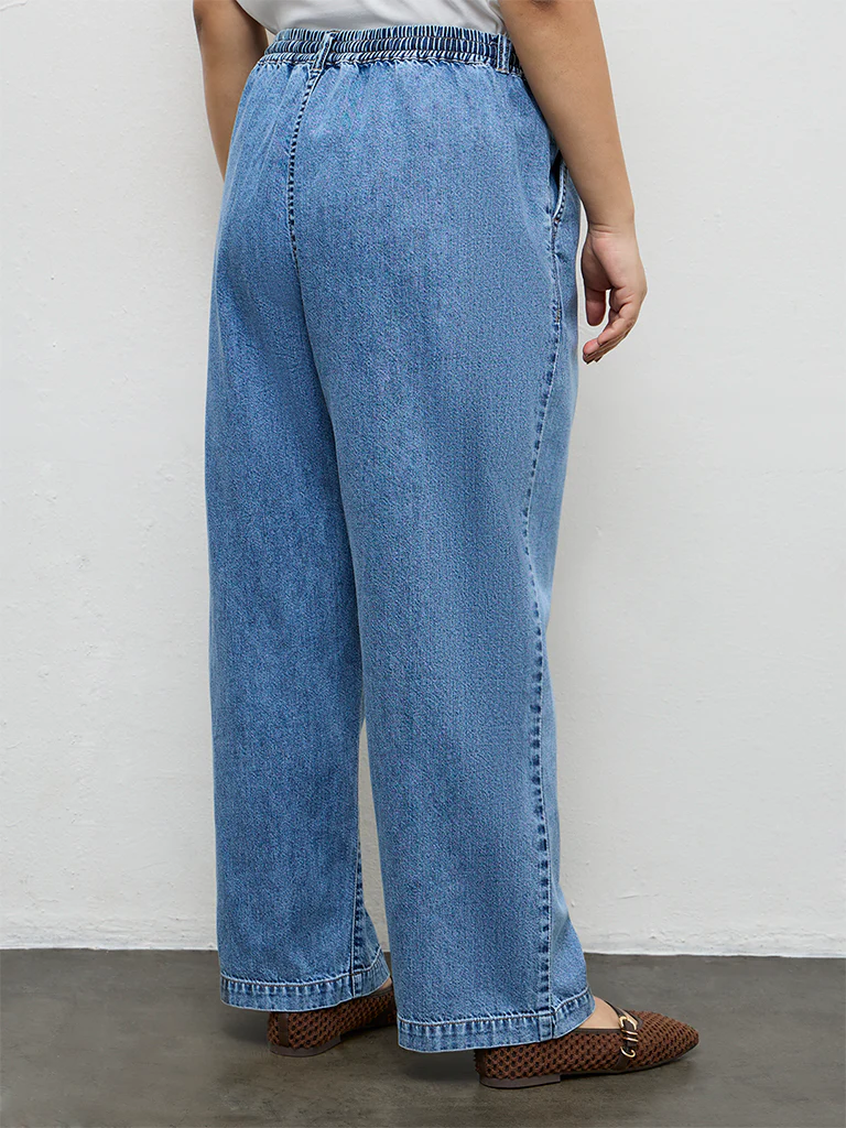 Gia Blue Mid-Rise Denim Trousers - Image 4