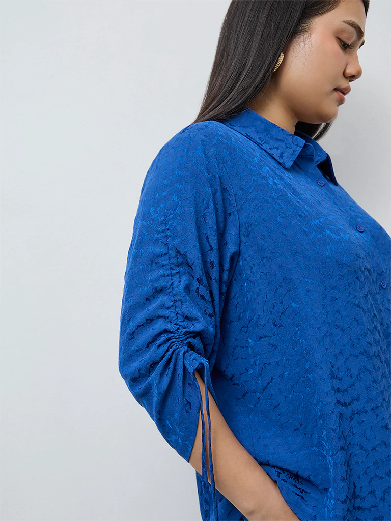 Gia Blue Self-Textured Blouse - Image 3